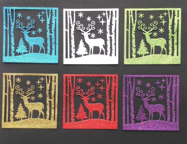 Christmas Woodland Scene Card Topper Die Cuts - sets of 6 in Assorted Colours