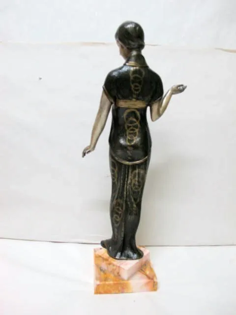 Large Art Deco Cold Painted Spelter Figurine, C1920'S 2