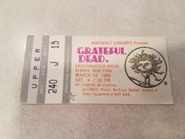 Grateful Dead Ticket Stub Albany, NY 3/24/1990