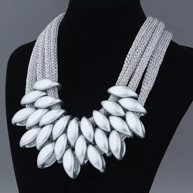 Women's Fashion Jewelry Silver Boho Luxury Chunky Collar Statement Necklace 180