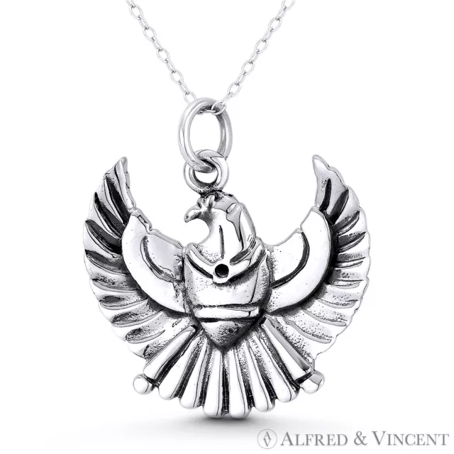 Horus - Falcon God Ancient Egyptian Pharaoh Charm Pendant in 925 Sterling Silver