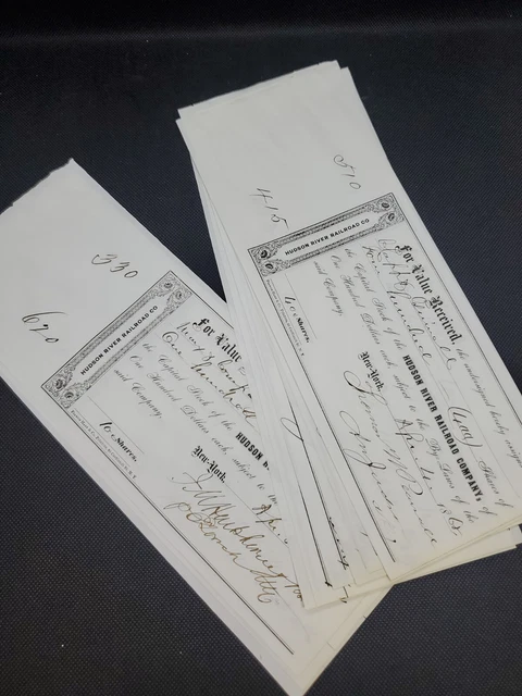 Collectible Documents Vintage Receipts 1800's Railroad Ephemera Lot Hudson River