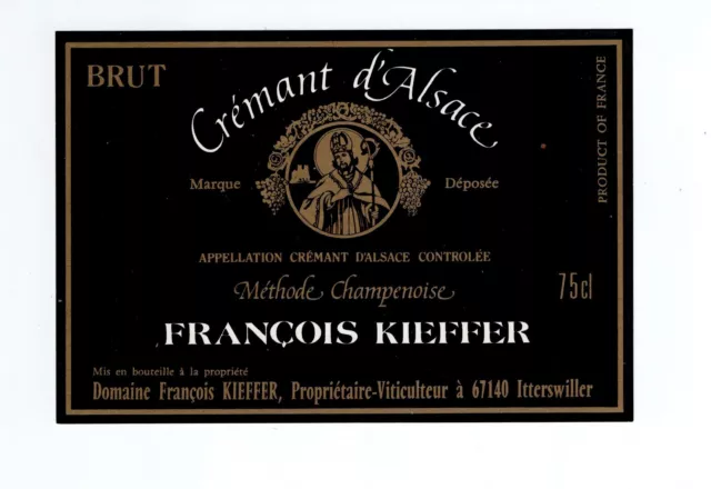 Etiquette de vin Crémant d'Alsace François Kieffer TB 2 scans