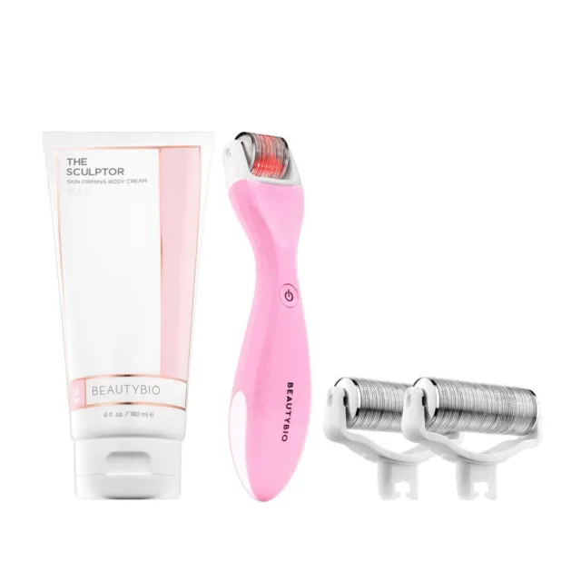 Exclusive! BeautyBio GloPRO Skin Tool for Face & Body Set Pink- New with Box -