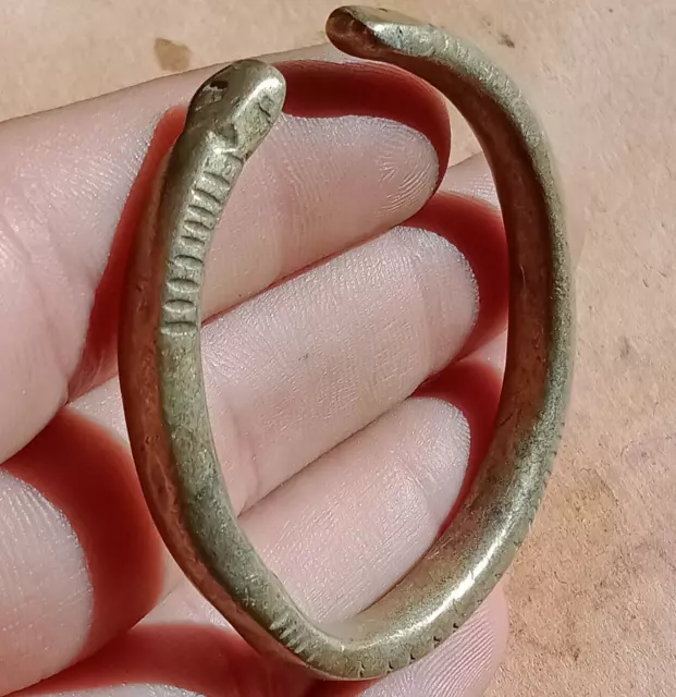 Genuine Antique Ancient Roman Celtic snake Bronze Bracelet Circa 100 AD - 300 AD