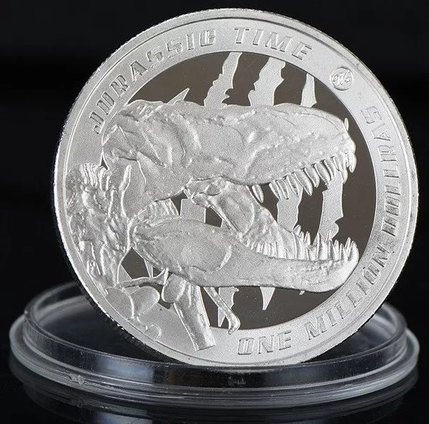 Medaille - Dinosaurier - Koloriert - Silber Auflage - Proof - Sehr Selten