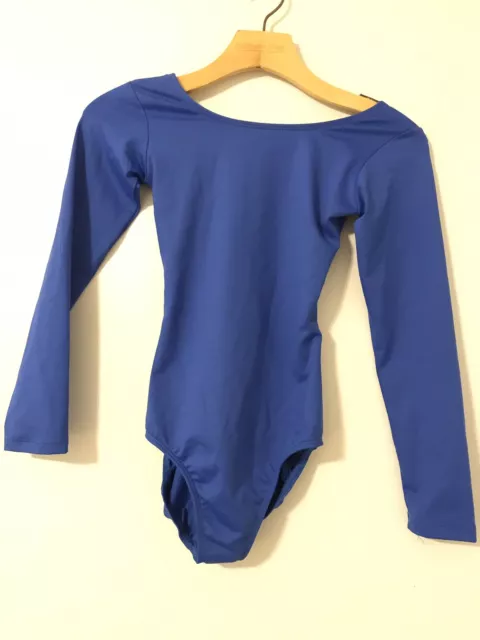 EUROTARD Woman Size XS Blue Ballet Dance Wear Long Sleeve One Piece Crewneck