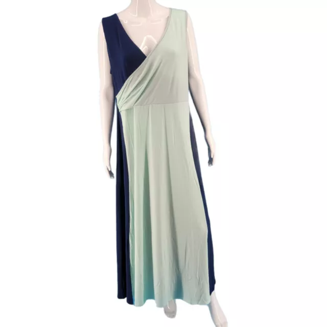 Du Jour Colorblock Maxi Dress Petite Small Sz Navy Modern Outdoor Evening Top