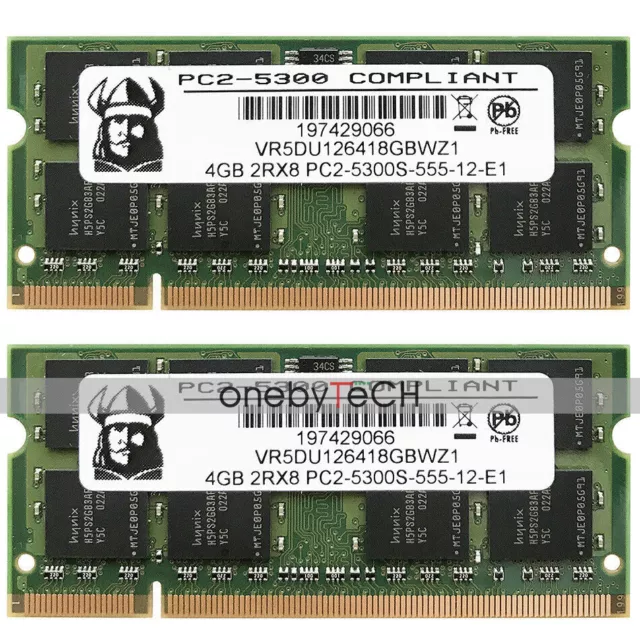 New 8GB 2x4GB 2Rx8 PC2-5300S DDR2-667Mhz 200-pin NON-ECC Laptop Memory Memory #A6-