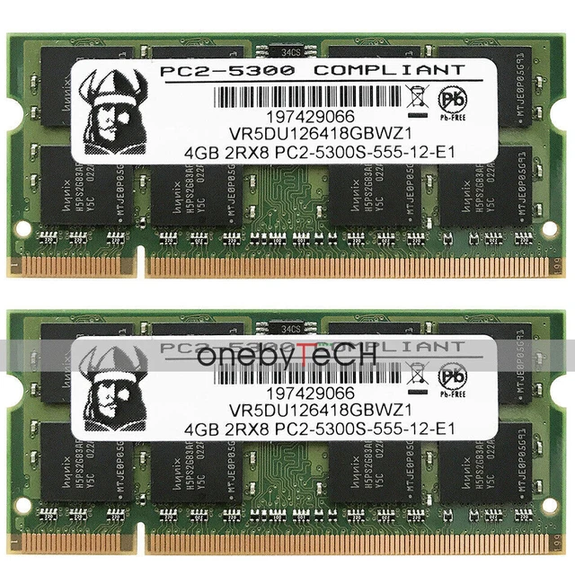 New 8GB 2x4GB 2Rx8 PC2-5300S DDR2-667Mhz 200-pin NON-ECC Laptop Memory Memory #A6-