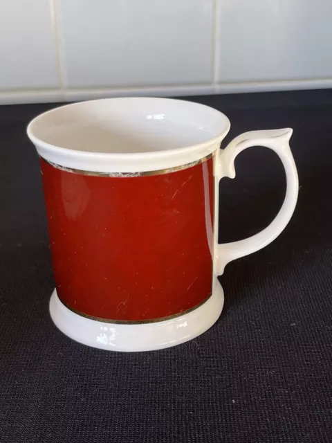 Queens By Churchill Burgundy & White Fine Bone China Mug 250ml