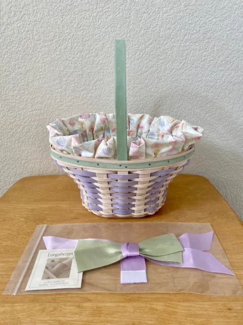 Longaberger 2004 Whitewashed Pastel Green & Lavender Large Easter Basket