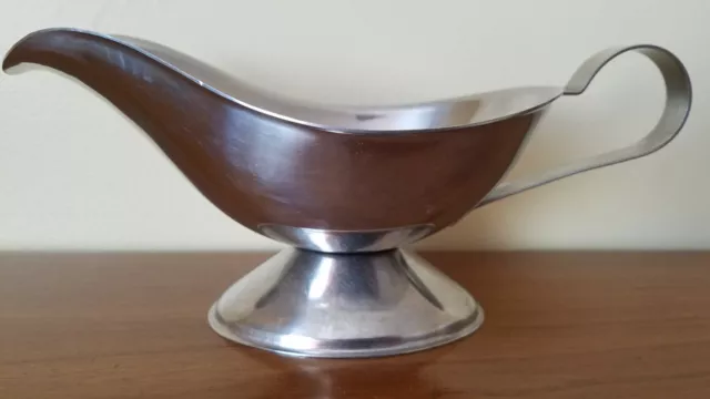 Vintage Stainless Steel Gravy Boat Bowl Dish Drip Plate