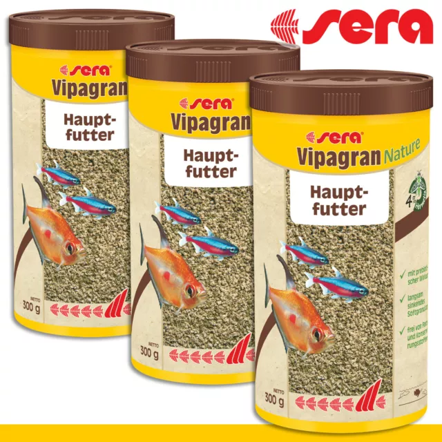 Sera 3x 1000ml Vipagran Naturel Nourriture pour Poisson Zierfische Neonsalmler