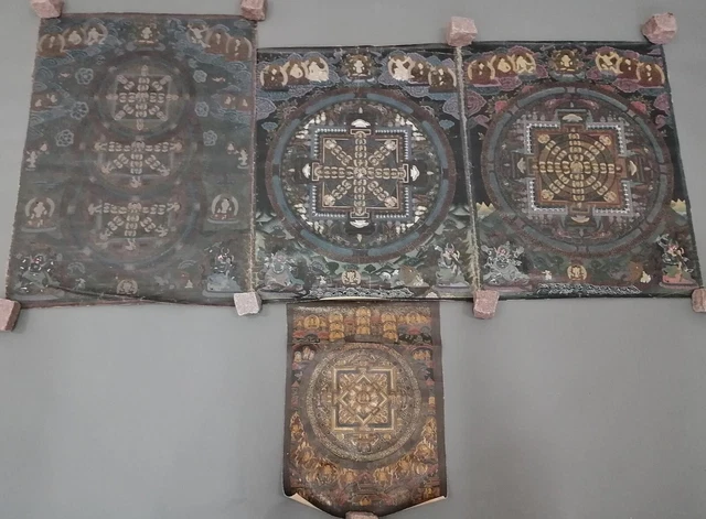 Konvolut aus 4 Thangkas-Mandala, Tibet 20. Jahrhundert