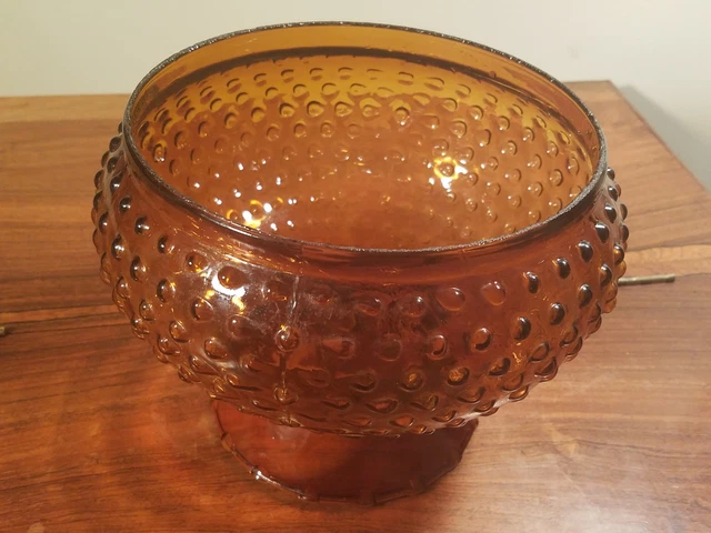 Vintage Dark Amber Hobnail Glass Oil Kerosene Lamp Shade 4