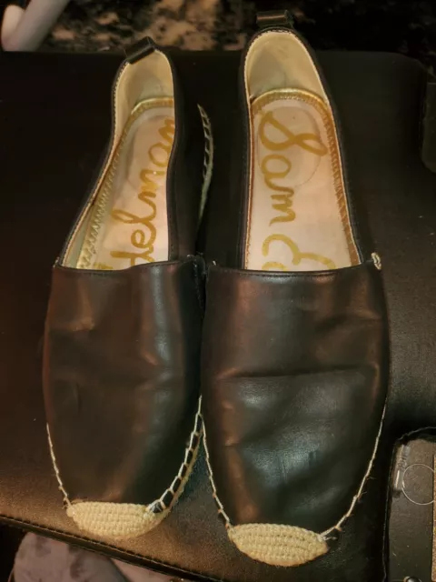 SAM EDELMAN BLACK Leather Krissy Shoes/Flat/Espadrilles Size 10 Slip On ...