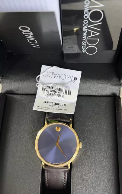 Authentic Movado Museum 40mm Sapphire Crystal Wristwatch w/ Box-Ref 71.1.36.1473