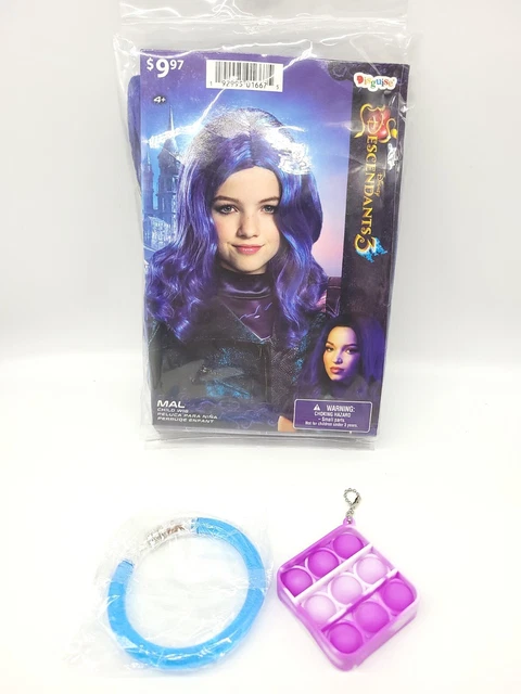 Descendants 3 Mal Costume Wig for Kids Disney Authentic Dress Up w bonus items