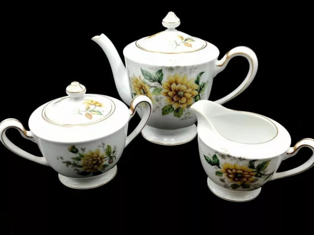 Vintage Aichi China Tea Set Japanese Porcelain Tea Pot Milk Jug Sugar Bowl