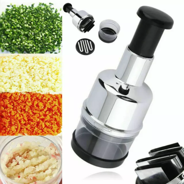 Onion Chopper Manual Hand Press Garlic Vegetable Food Cutter Processor UK