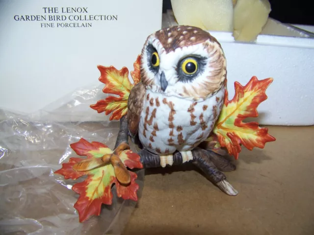 Lenox Saw Whet Owl Garden Bird Collection Fine Porcelain  Figurine W box