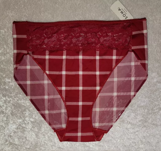 SOMA L VANISHING Edge Microfiber with Lace Bikini Panties RAPHAEL RED W  RED/FIG $15.26 - PicClick
