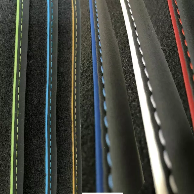 Fußmatten für Fiat 500 Elektro Velours schwarz Nubukband und farbigem Unterband