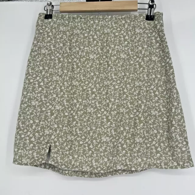 NEW American Eagle Green White Ditzy Floral Mini Skirt Linen Blend Boho Size S