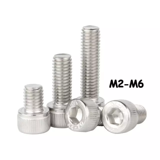 Socket Cap Head Screws A4 316 Stainless Steel Hex Machine Bolts M2M2.5M3M4M5M6 2