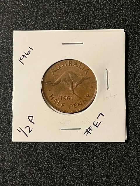🌈1961 Australian Half Penny🌈 1/2P Coin Queen Elizabeth Ii No Reserve #E7🌈