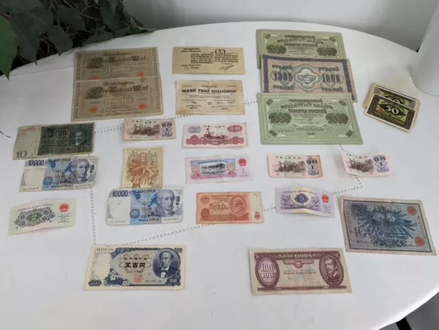 Sammlung Konvolut aus alten Banknoten aus verschiedenen Ländern ab 1908