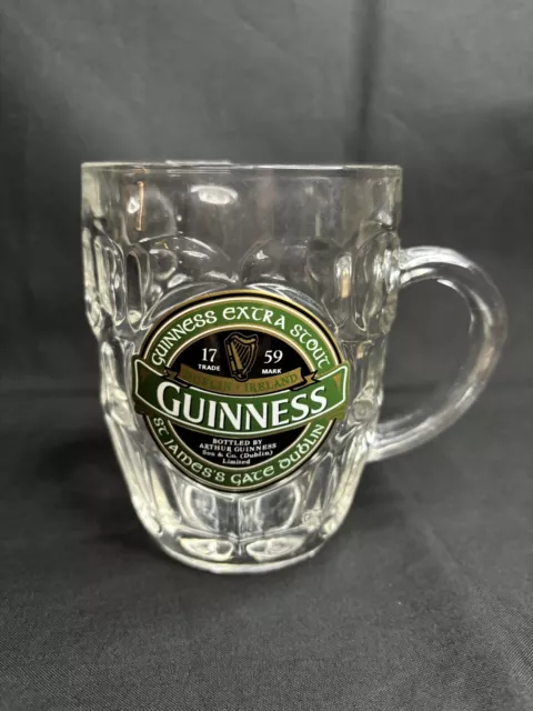 GUINNESS Beer Glass – Green Collection Hobnail Tankard Label LOGO