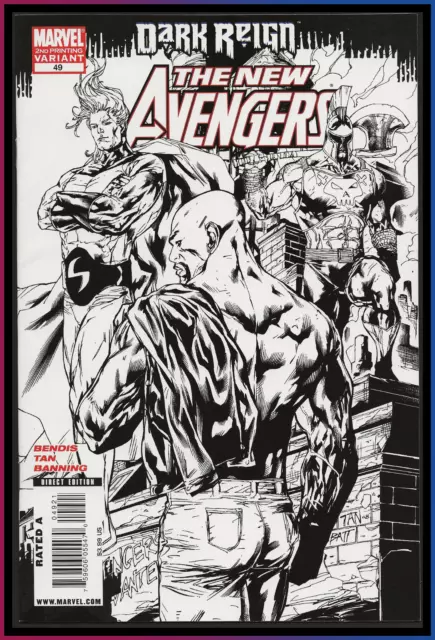 New Avengers #49 (2009) 1St Dark Avengers 2Nd Print B&W Variant Marvel Nm Rare!