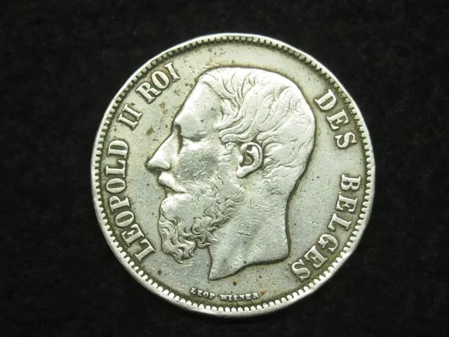 PIECE MONNAIE DE 5 FRANCS ARGENT 1873 WIENER LEOPOLD II ROI DES BELGES 37mm