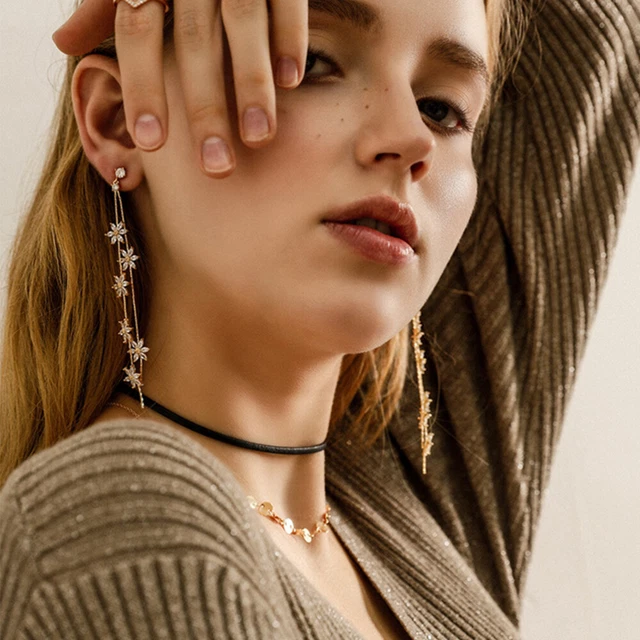 Orecchini A Perno Con Cerchio E Diamante Trasparente - Foto 10