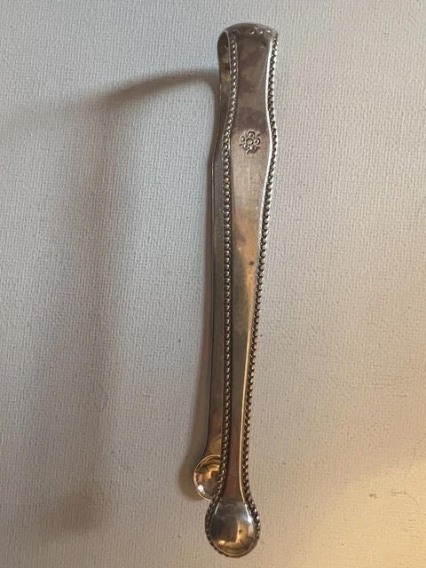FINE pair, sterling silver SUGAR TONGS, 18.77grams. Tudor Rose Engraving.