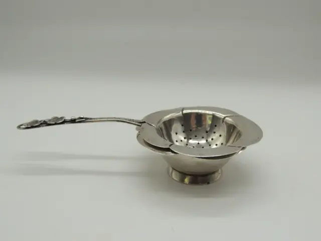Vintage - Tea Strainer & Drip Bowl - Sterling Silver - Japanese.
