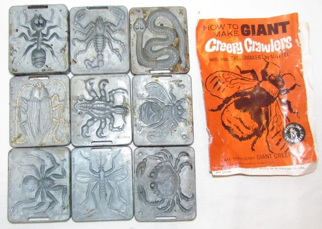 1964 Mattel Giant Creepy Crawlers Thingmaker Molds, complete set of 9 molds