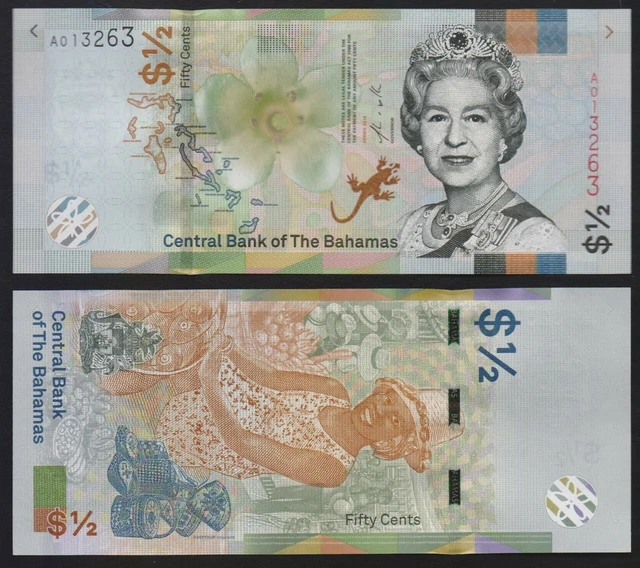 Bahamas – P#New 1/2 Dollar 2019 New Series Uncirculated Banknote.