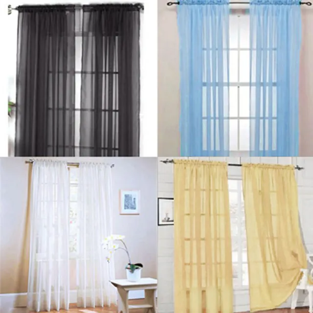 Glass Yarn Sheer Window Valance Curtain Pure Color Bedroom Home Wedding Decor 9