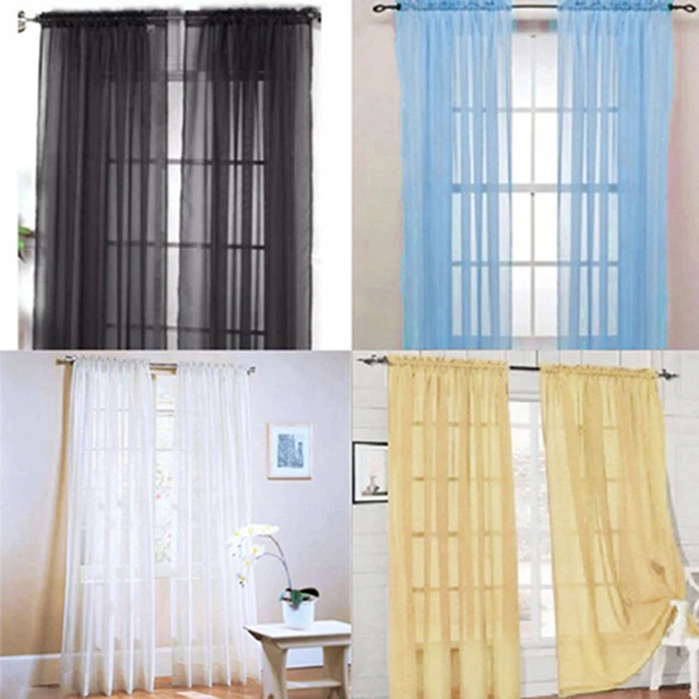 Glass Yarn Sheer Window Valance Curtain Pure Color Bedroom Home Wedding Decor 9