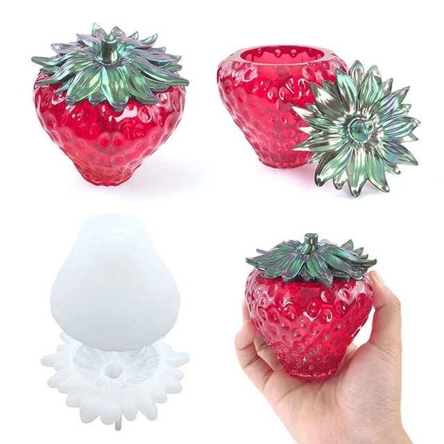 Moule à bougie 3D en forme de fraise - En silicone - Décoration d'intérieur
