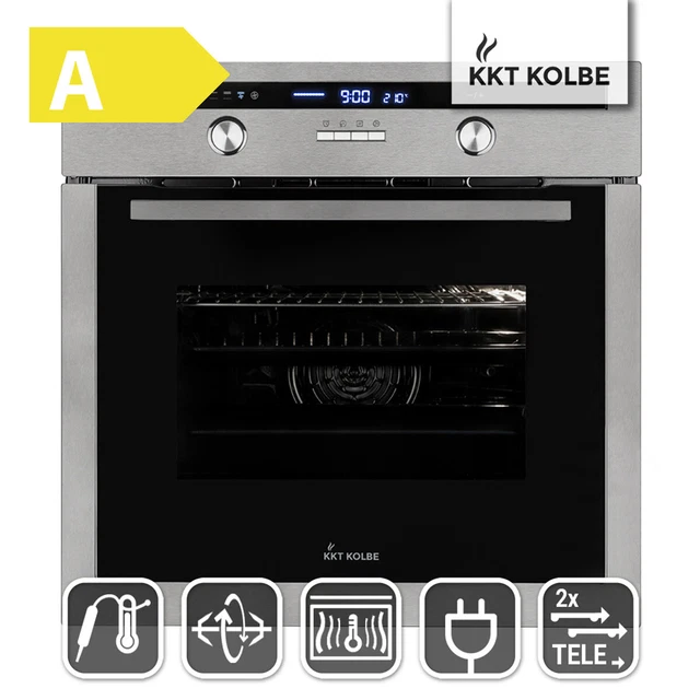 Four encastrable 60 cm 70L Rôtisserie Gril Air chaud Tiroirs télescopiques