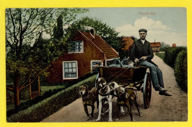 cpa Cachet ROTTERDAM 1911 LAITIER VOITURE à CHIENS Attelage HONDENKAR DOG CART