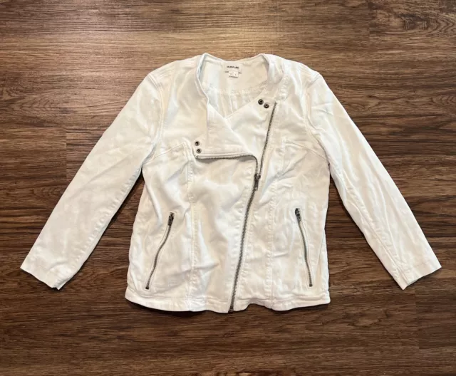 Helmut Lang White Full Zip Pockets Jacket Women’s Tencel Blend Size Small