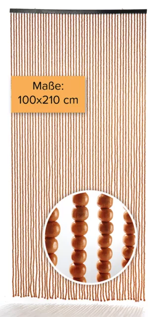 Türvorhang Perlenvorhang CHOCO aus Holzperlen in braun mit 50 Stränge 100x210cm