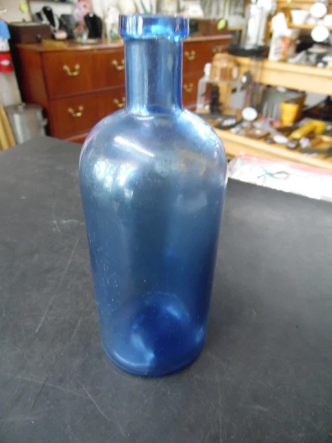 Antique Apothecary? Cork Top Blue Glass Bottle
