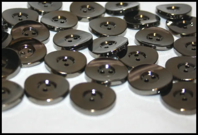 Gun Metal Coloured 2 Hole Buttons For Jackets, Coats, Crafts - Size 20Mm