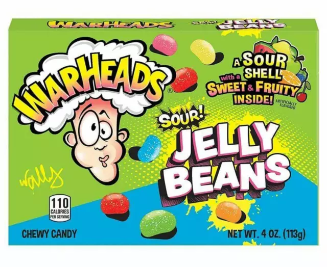 2x Warheads Sour Jelly Beans Chewy Candy Theater Box 113g American Sweets 2